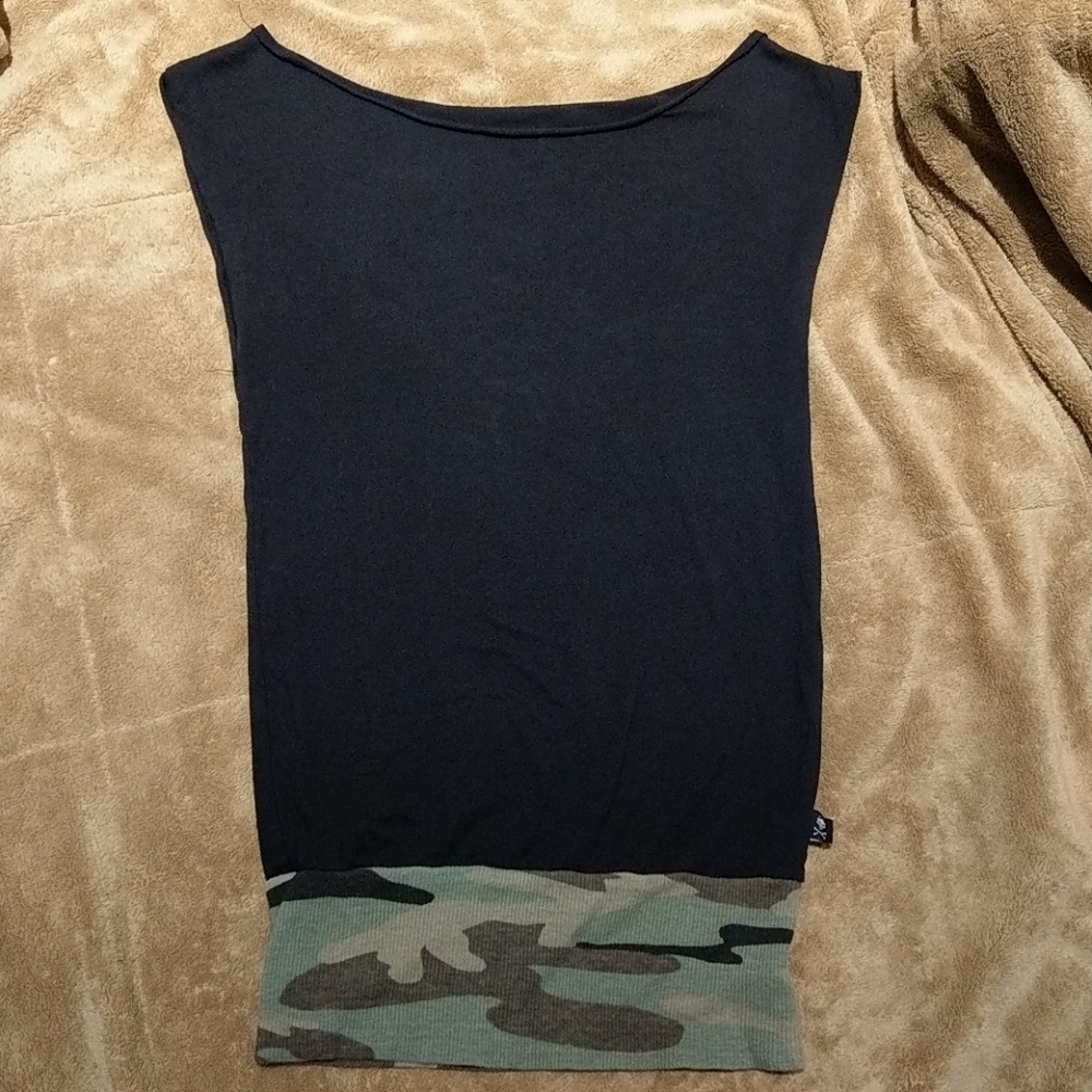 Black and army print tank top